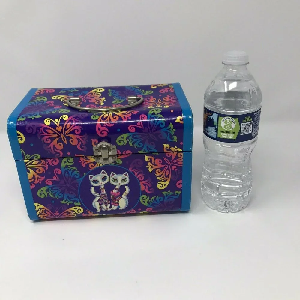 Vintage 1990s Lisa Frank Siamese Cats Roxie and Rollie Latch Storage Lunch Box